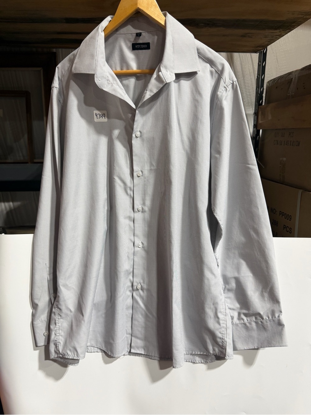 #4344-Studio Men's Light Gray Casual Button-Down Shirt
